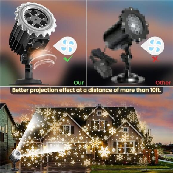 Christmas Snowflake LED Projector Lights-Waterproof Outdoor/Indoor Holiday Decor - Picture 2 of 7